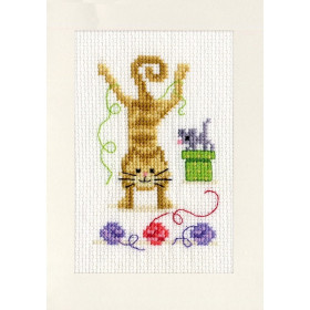 Vervaco Greeting card kit Playful cats set of 3