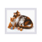 Kit de broderie Chat avec des chatons Kit de broderie Chat avec des chatons