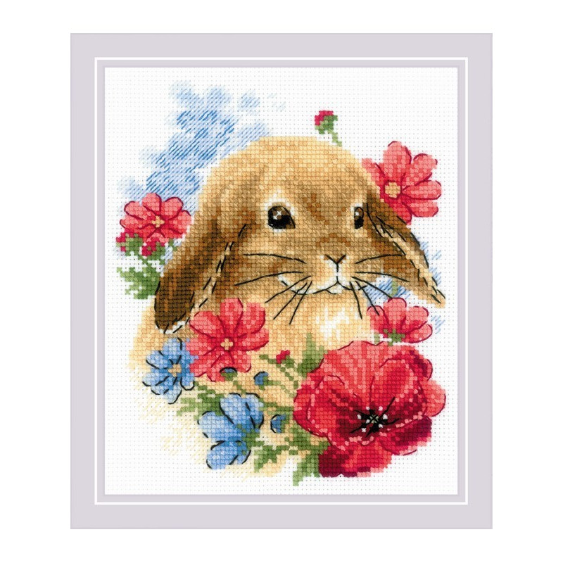 Stickset Hase in Blumen Stickset Hase in Blumen