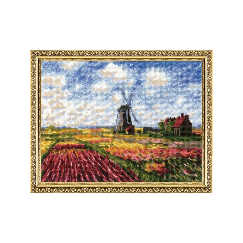 Borduurpakket Tulpenvelden naar het schilderij van C. Monet