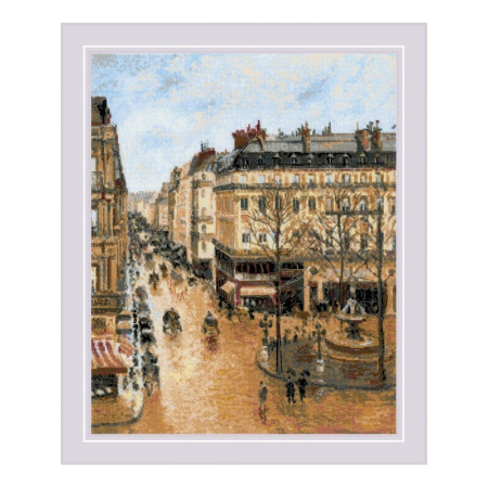 Borduurpakket Saint-Honoré-straat naar het schilderij van C. Pissarro