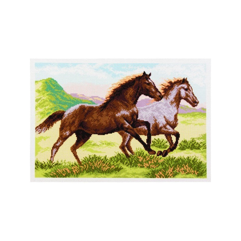 Voorbedrukt Aida Lopende paarden