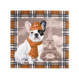 CDA Printed Aida kit French bulldog in Paris