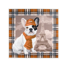 CDA Printed Aida kit French bulldog in Paris