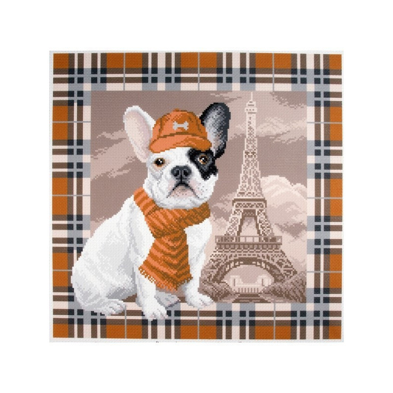 Bedrucktes Aida Französische Bulldogge in Paris