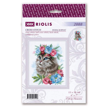 Kit de broderie Chat en Fleurs