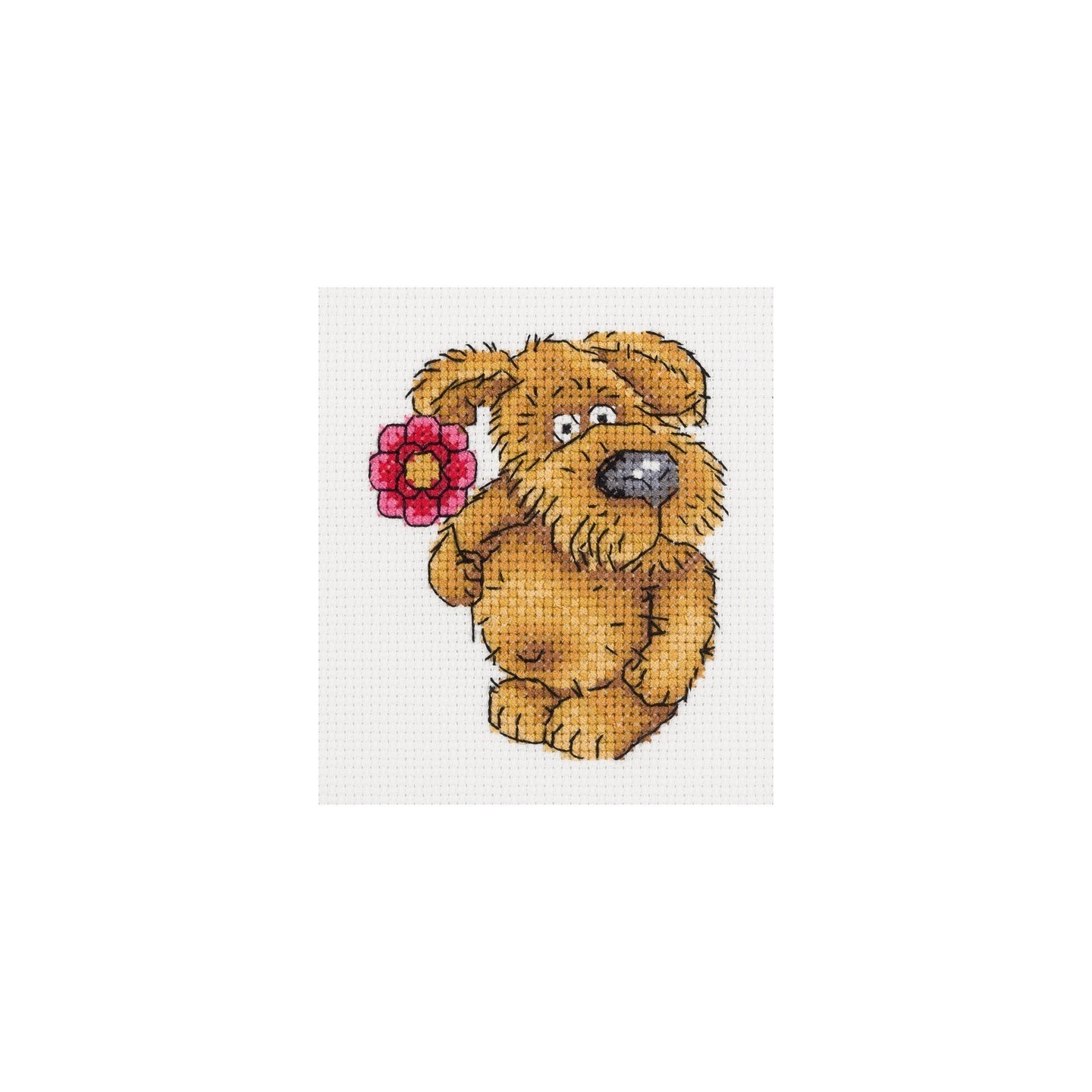 Klart Stickset Hündchen mit einer Blume