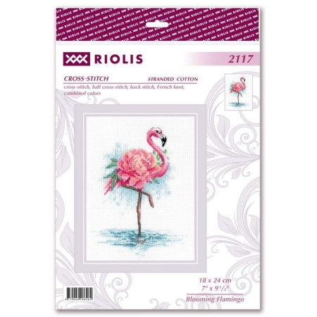 Embroidery kit Blooming Flamingo