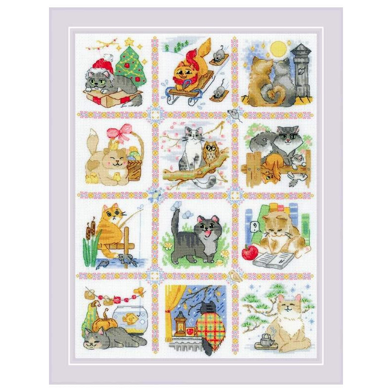 Embroidery kit Cat Calendar Embroidery kit Cat Calendar