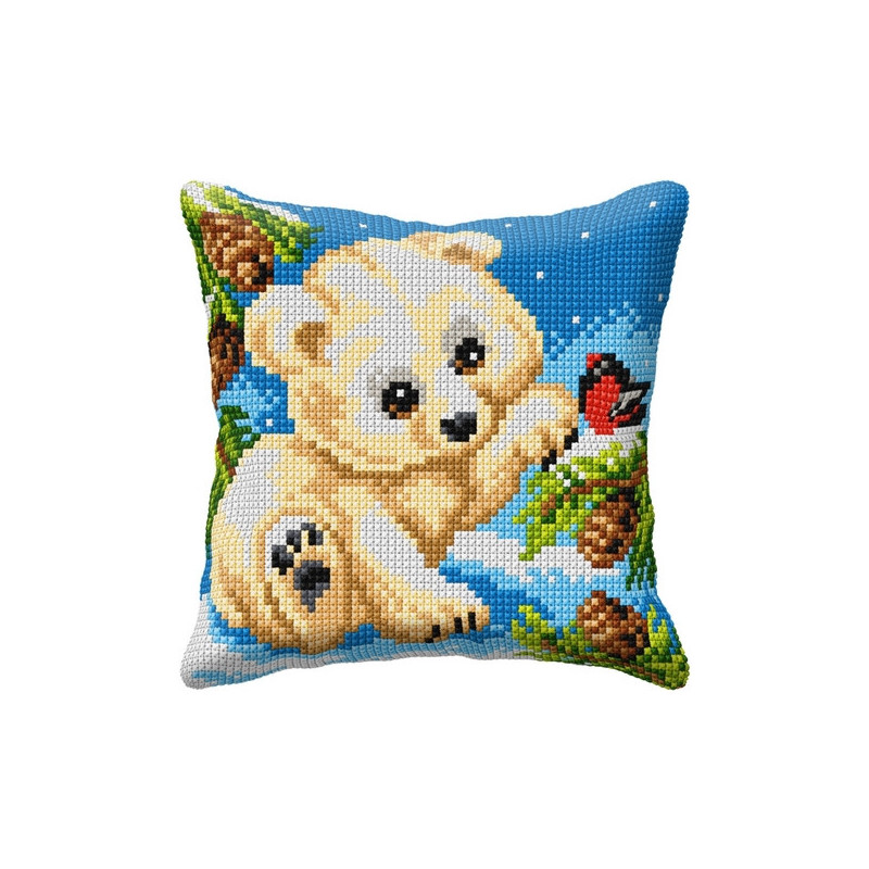 Kit coussin au point croix Petit ours