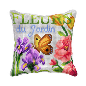 Orchidea borduurkussen Bloemen uit de tuin