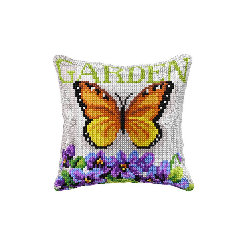 Borduurkussen Tuin