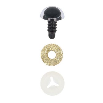  Tieraugen 18 mm Gold Glitzer für Amigurumi und Kuscheltiere