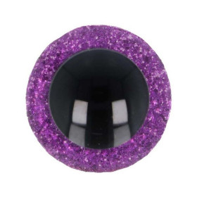 Dierenoog 12 mm paars glitter