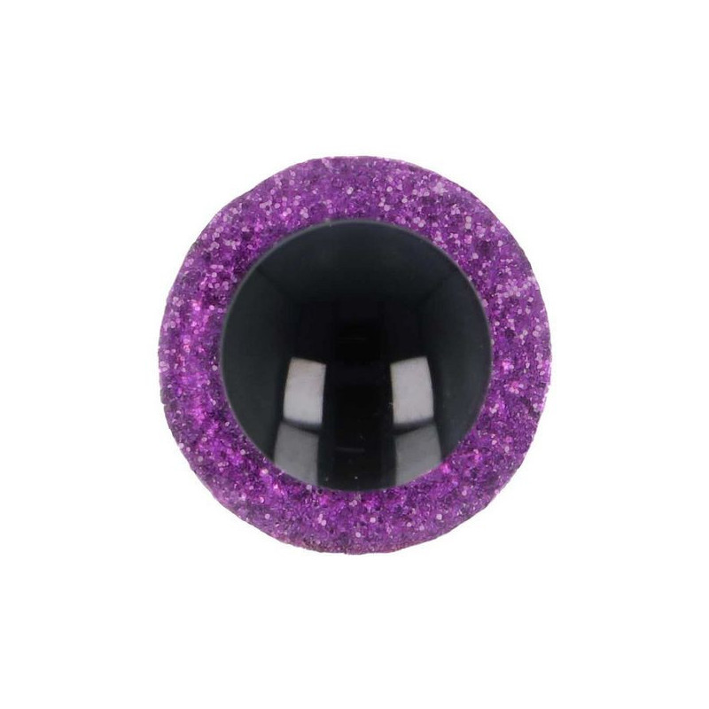 Animal eye 12 mm purple glitter