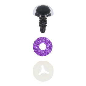 Animal eye 12 mm purple glitter