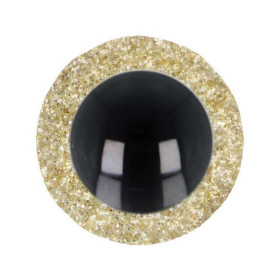Dierenoog 10 mm goud glitter