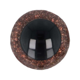 Dierenoog 18 mm bruin glitter
