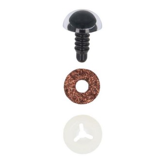 Dierenoog 18 mm bruin glitter
