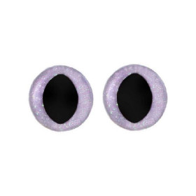 Oeil de chat amigurumi 12 mm mauves paillettes