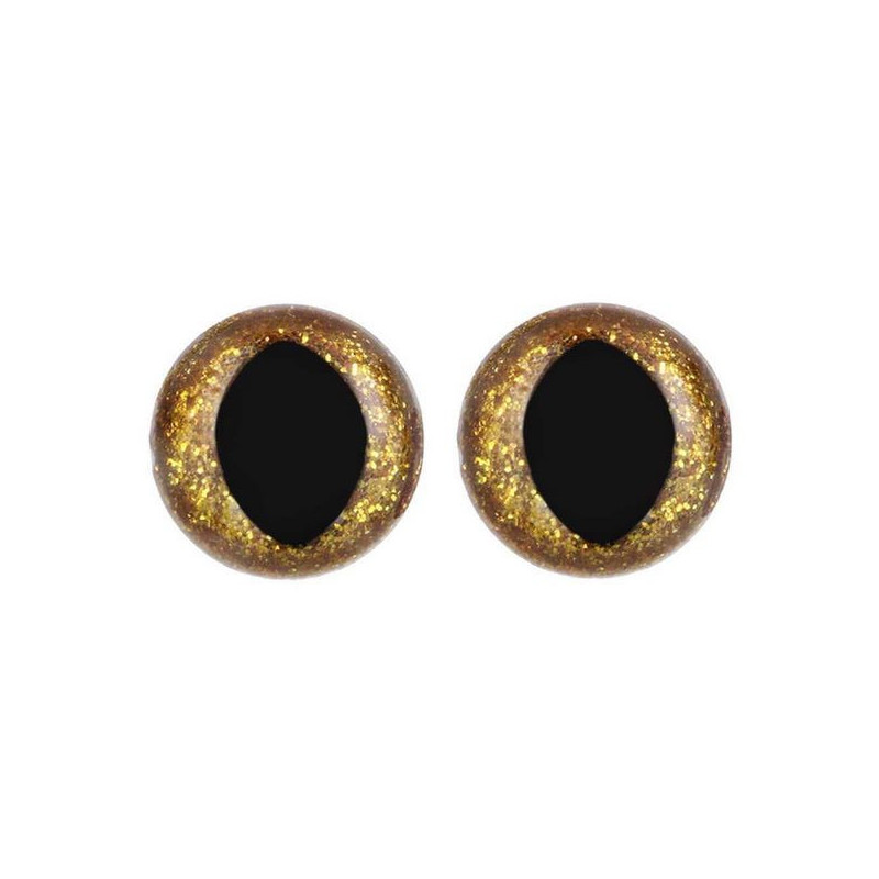 Oeil de chat amigurumi 12 mm or paillettes