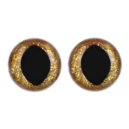 Kattenoog 12 mm goud glitter