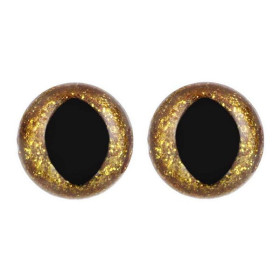 Cat eye 15 mm gold glitter