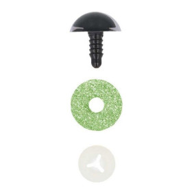 Kattenoog 15 mm groen glitter