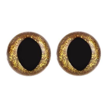Kattenoog 18 mm goud glitter