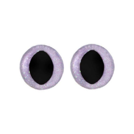 Kattenoog 18 mm paars glitter