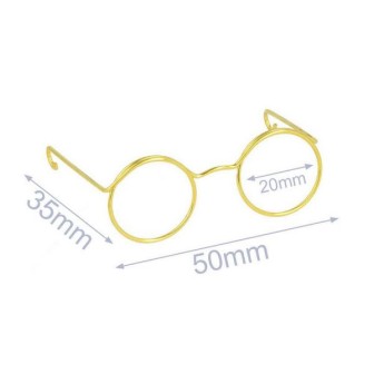 Bril voor knuffel metaal 5 cm goud