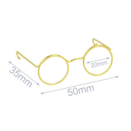 Brille für Stofftiere Metall 5cm gold