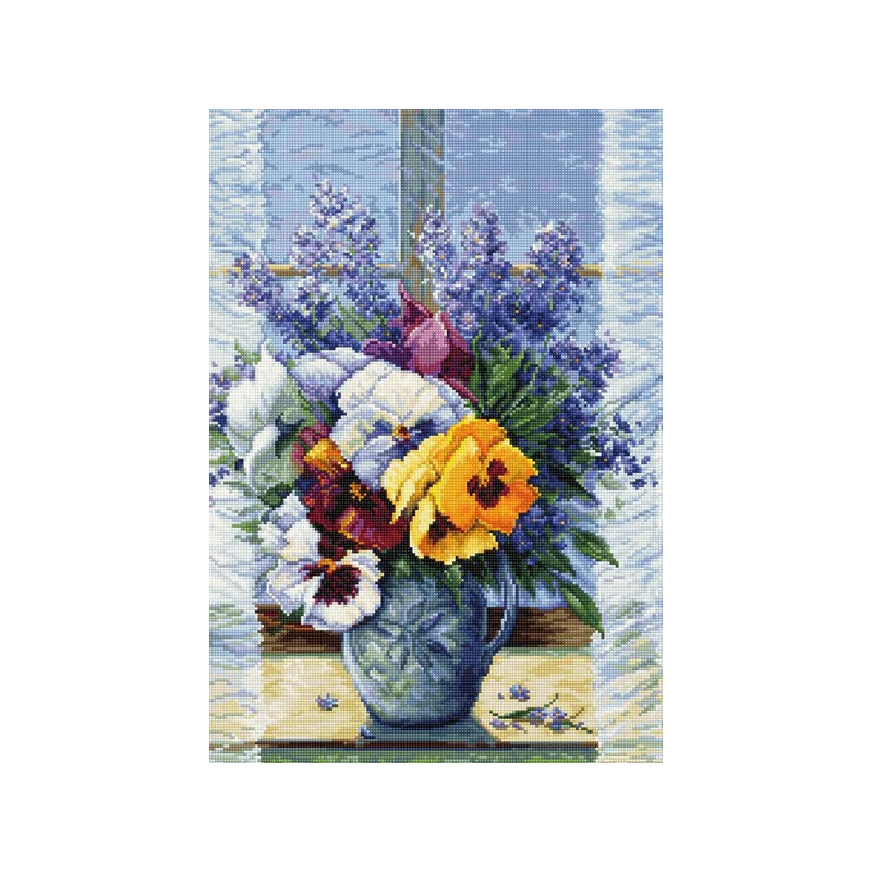 Kit de broderie Bouquet de pensées Kit de broderie Bouquet de pensées