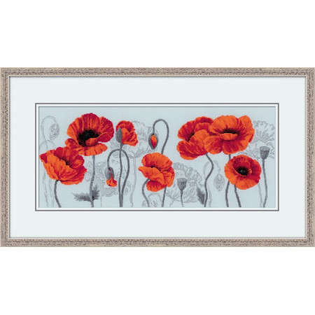 Stickset Scharlachrote Mohnblumen