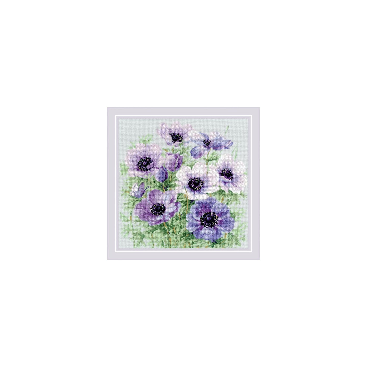 Riolis Stickset Lila Anemonen