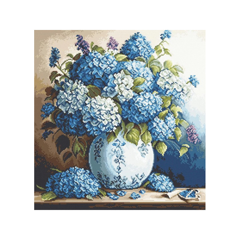 Stickset Vase mit Hortensien