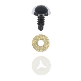  Tieraugen 15 mm Gold Glitzer für Amigurumi und Kuscheltiere