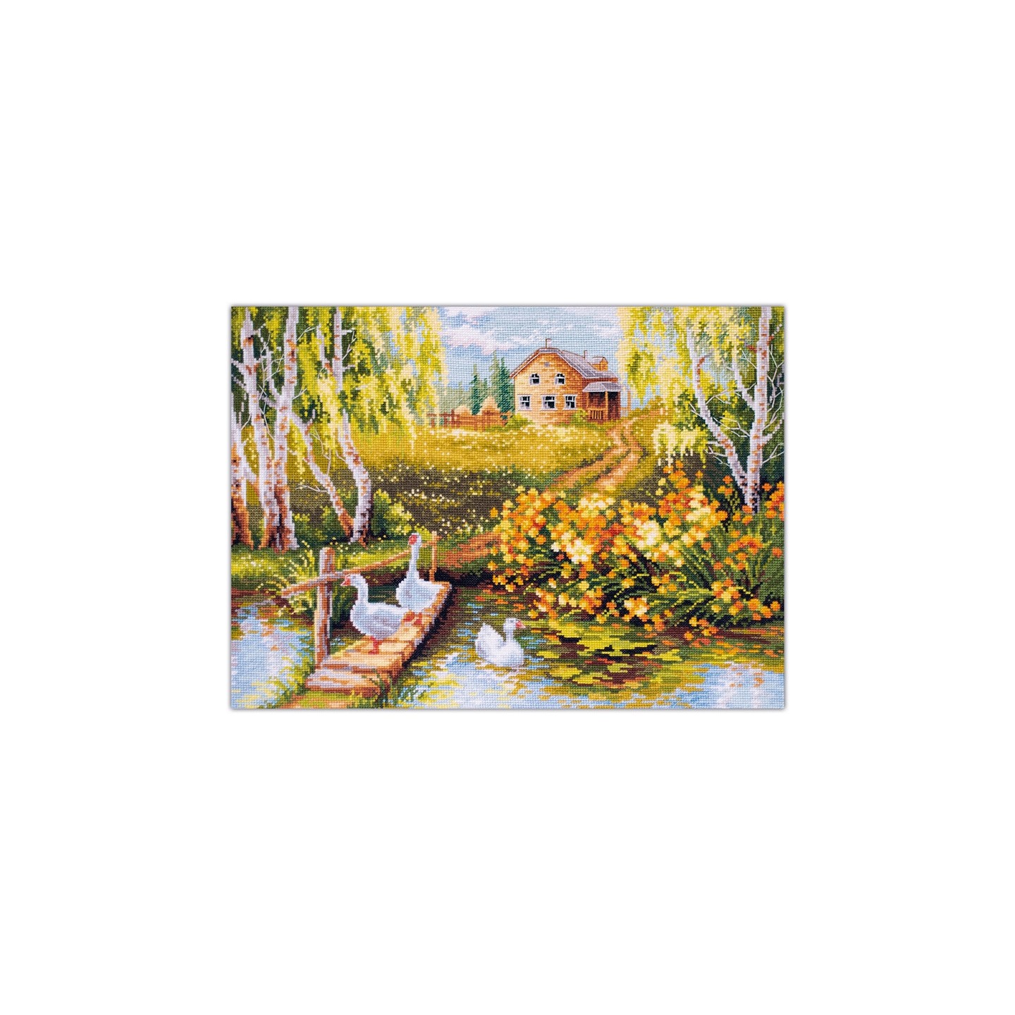 Embroidery kit Village Pond