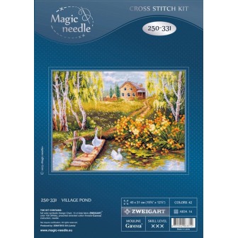 Embroidery kit Village Pond
