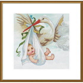 Kit de broderie Un cadeau d'une cigogne