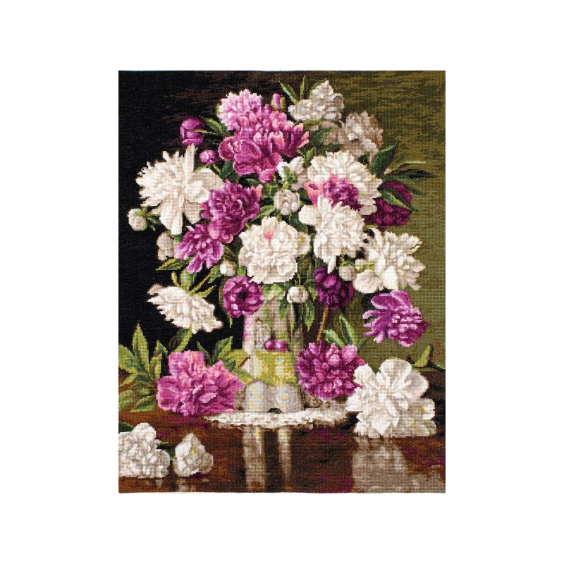 Kit de broderie Pivoines rouges et blanches Kit de broderie Pivoines rouges et blanches