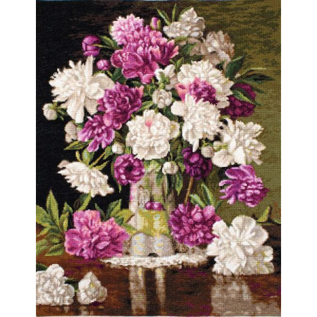 Embroidery kit Red and White Peonies