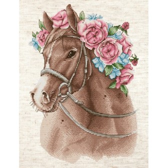 Stickset das Pferd in Blumen