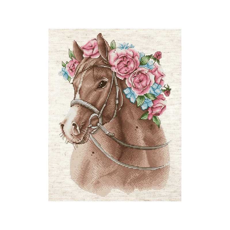 Kit de broderie le cheval en fleurs