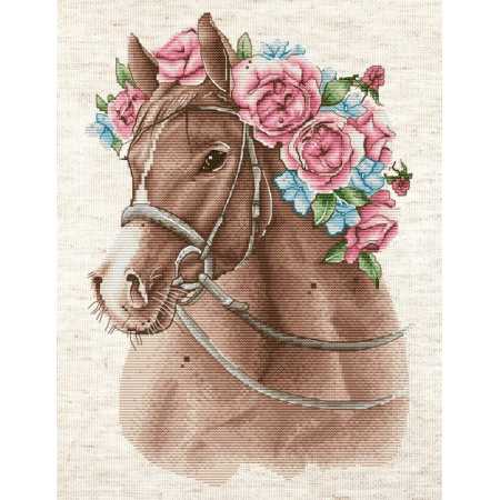 Stickset das Pferd in Blumen