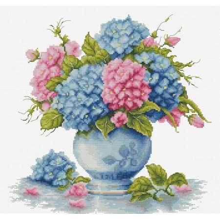 Luca-S Stickset Vase mit Hortensie