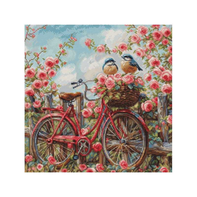 Kit de broderie Vélo avec des roses Kit de broderie Vélo avec des roses