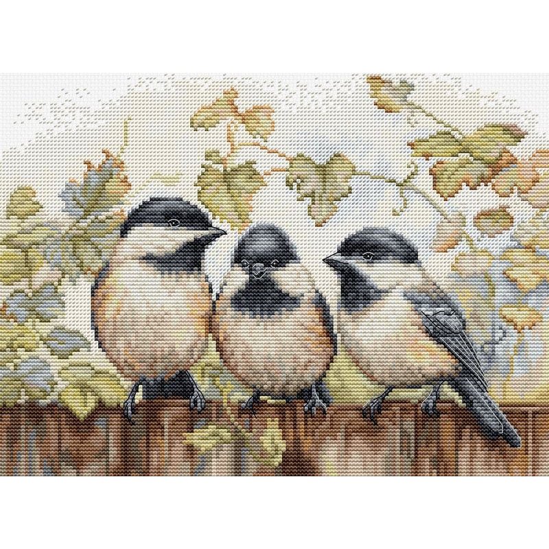 Embroidery kit Chickadees On The Fence Embroidery kit Chickadees On The Fence