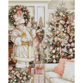 Luca-S Embroidery kit White Santa With Christmas Tree