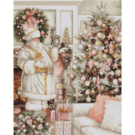 Luca-S Stickset Weißer Weihnachtsmann mit Weihnachtsbaum